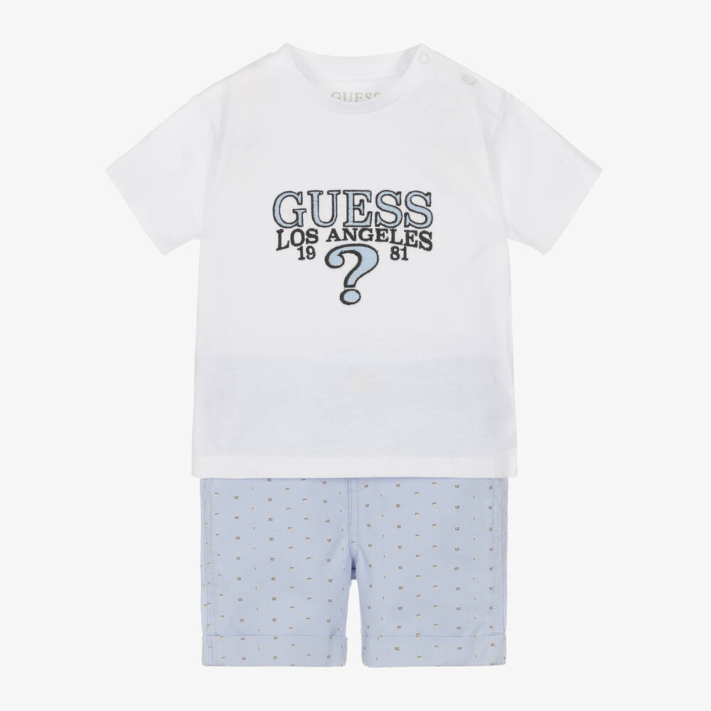 Guess-Baby Boys Blue Cotton Shorts Set | Childrensalon Outlet