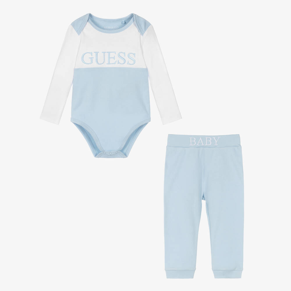 Guess - Baby Boys Blue Cotton Trouser Set | Childrensalon