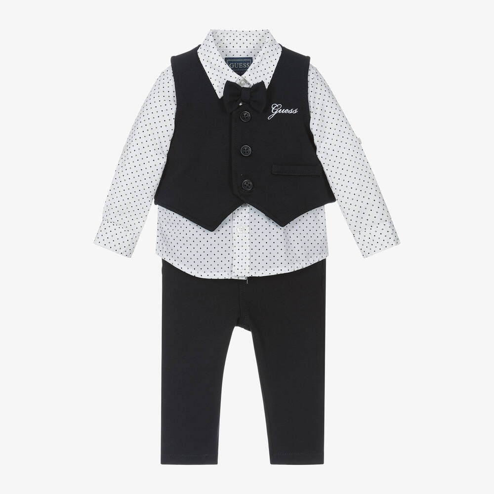 Guess baby boys blue jersey waistcoat suit childrensalon outlet