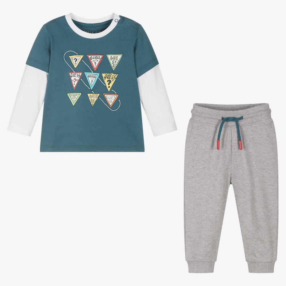 Guess-Голубой топ и джоггеры для малышей | Childrensalon Outlet