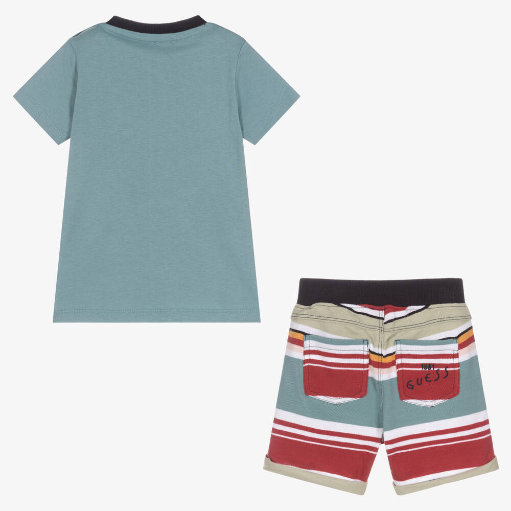 Guess-Baby Boys Blue Striped Shorts Set | Childrensalon Outlet