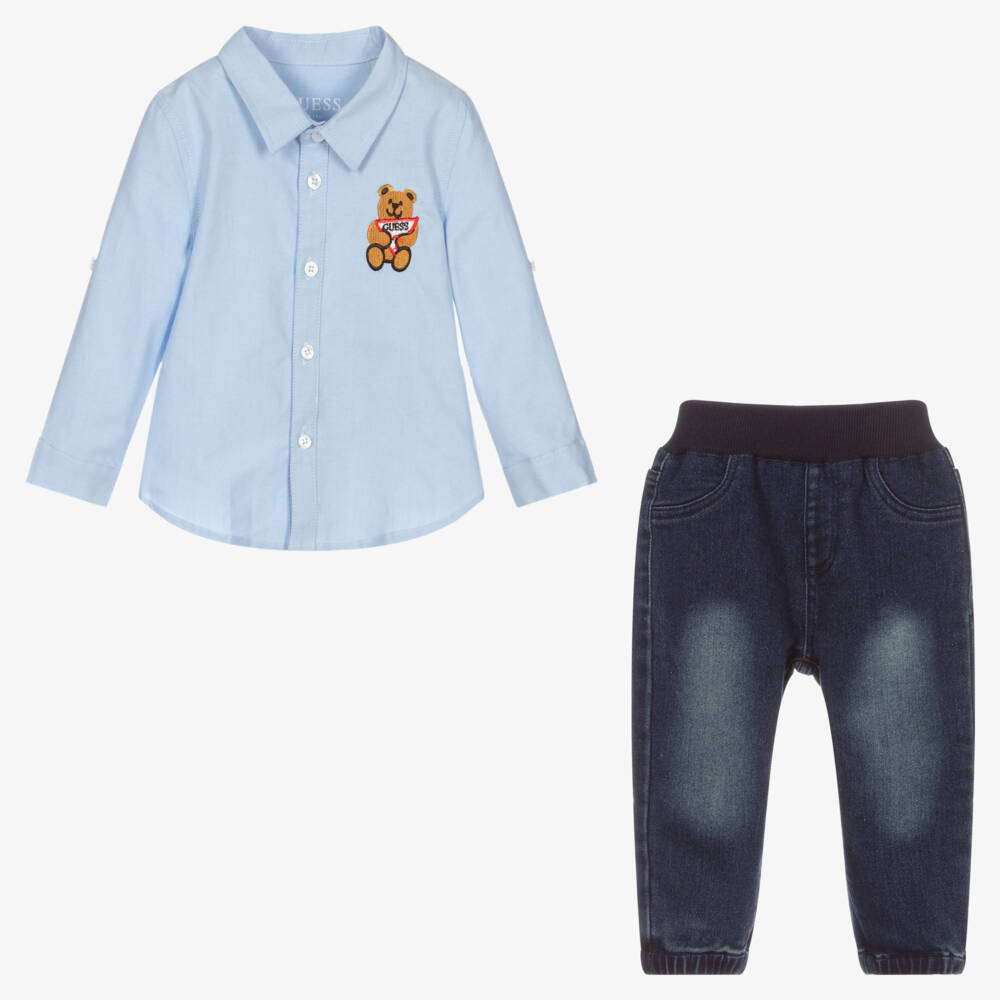 Guess-Baby Boys Blue Trouser Set | Childrensalon Outlet