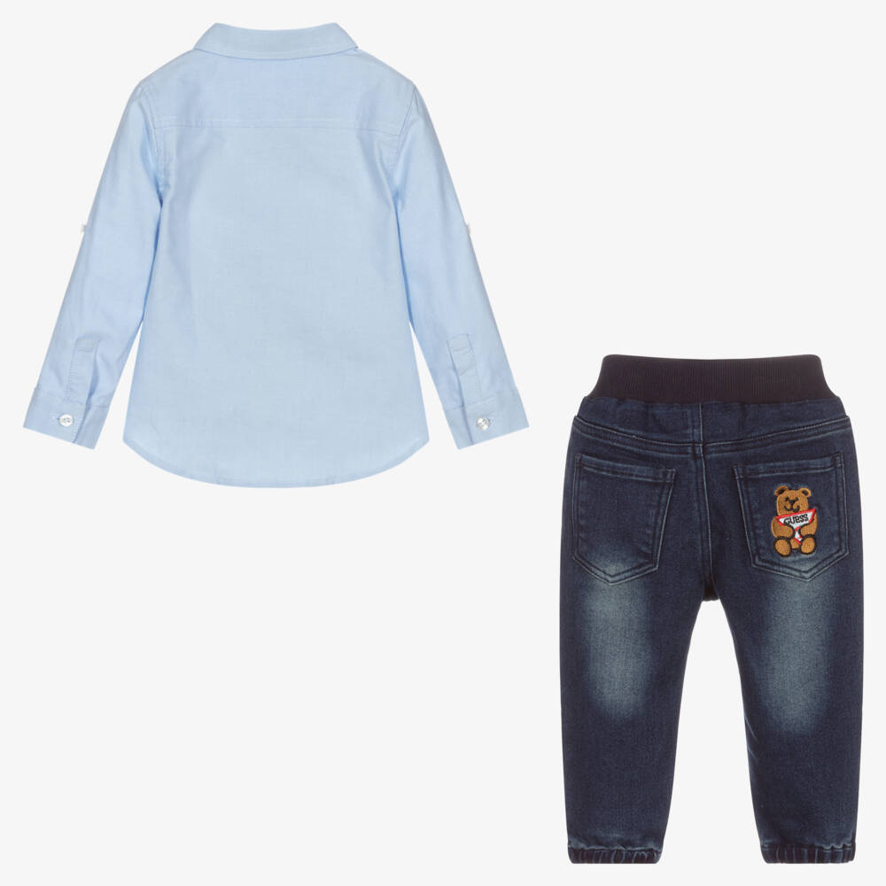 Guess-Baby Boys Blue Trouser Set | Childrensalon Outlet