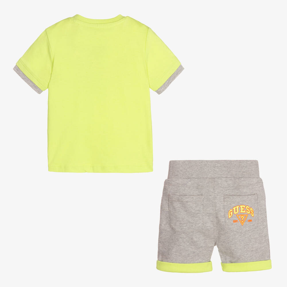 Guess-Baby Boys Green & Grey Cotton Shorts Set | Childrensalon Outlet