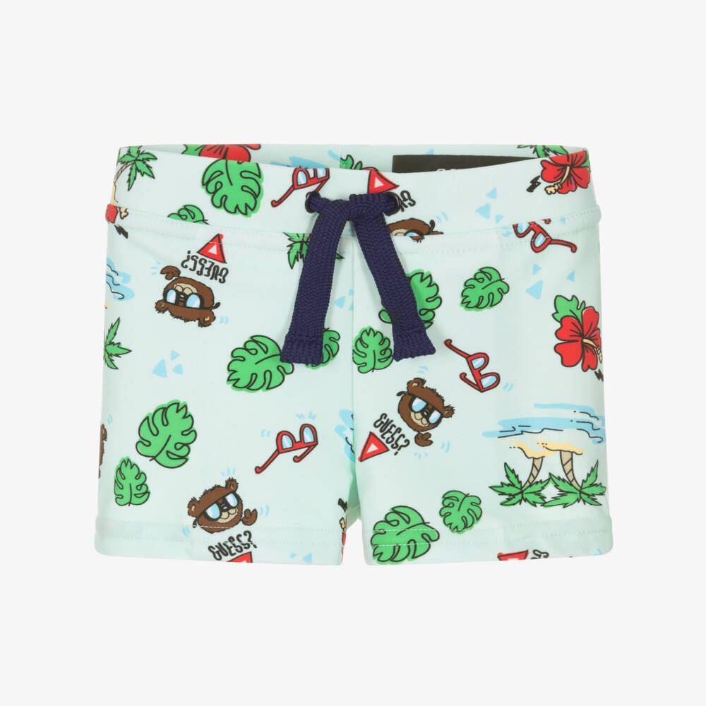 Guess-Плавки-шорты зеленые с тропическим принтом для малышей | Childrensalon Outlet