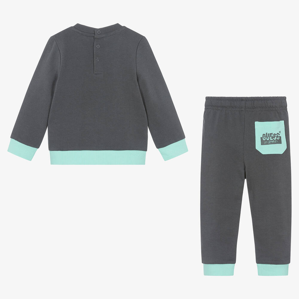 Guess-Baby Boys Grey Colourblock Tracksuit | Childrensalon Outlet
