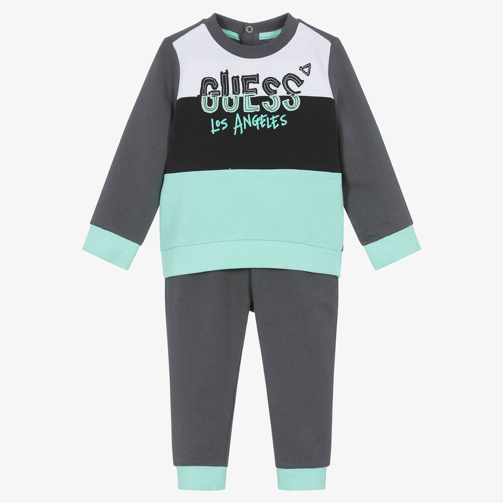 Guess - Baby Boys Grey Colourblock Tracksuit | Childrensalon