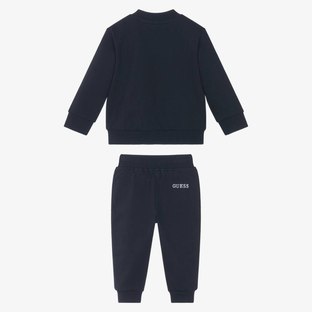 Guess-Baby Boys Navy Blue Cotton Teddy Bear Tracksuit | Childrensalon Outlet