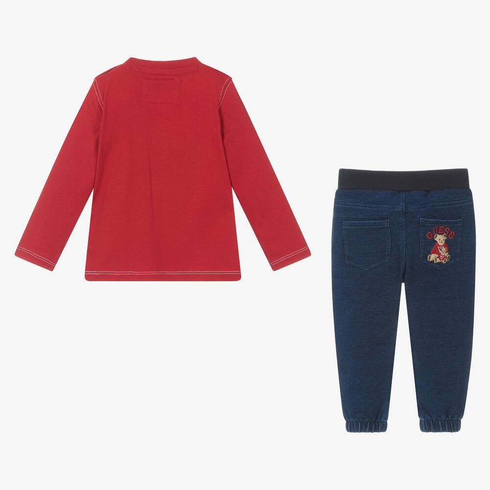 Guess-Красный топ и синие штанишки из хлопка | Childrensalon Outlet