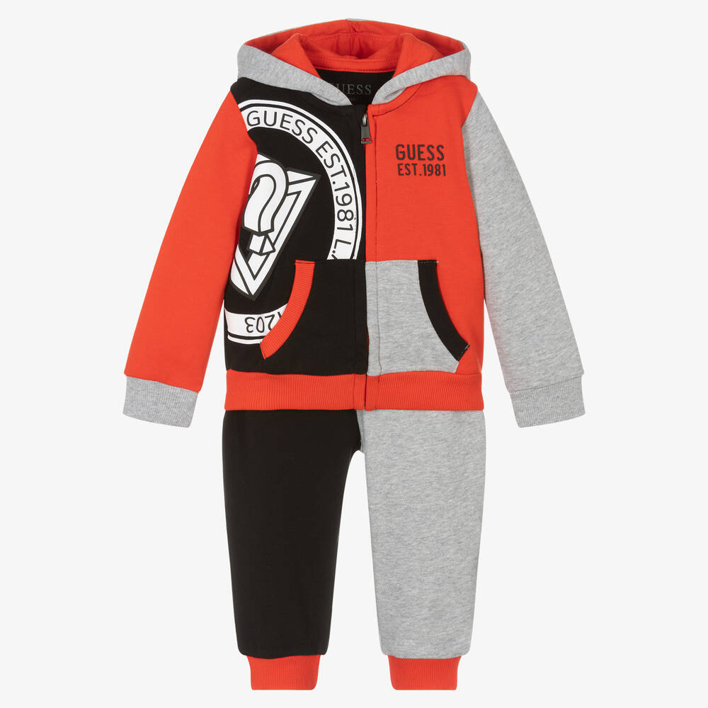 Guess - Baby Boys Red Colourblock Tracksuit | Childrensalon