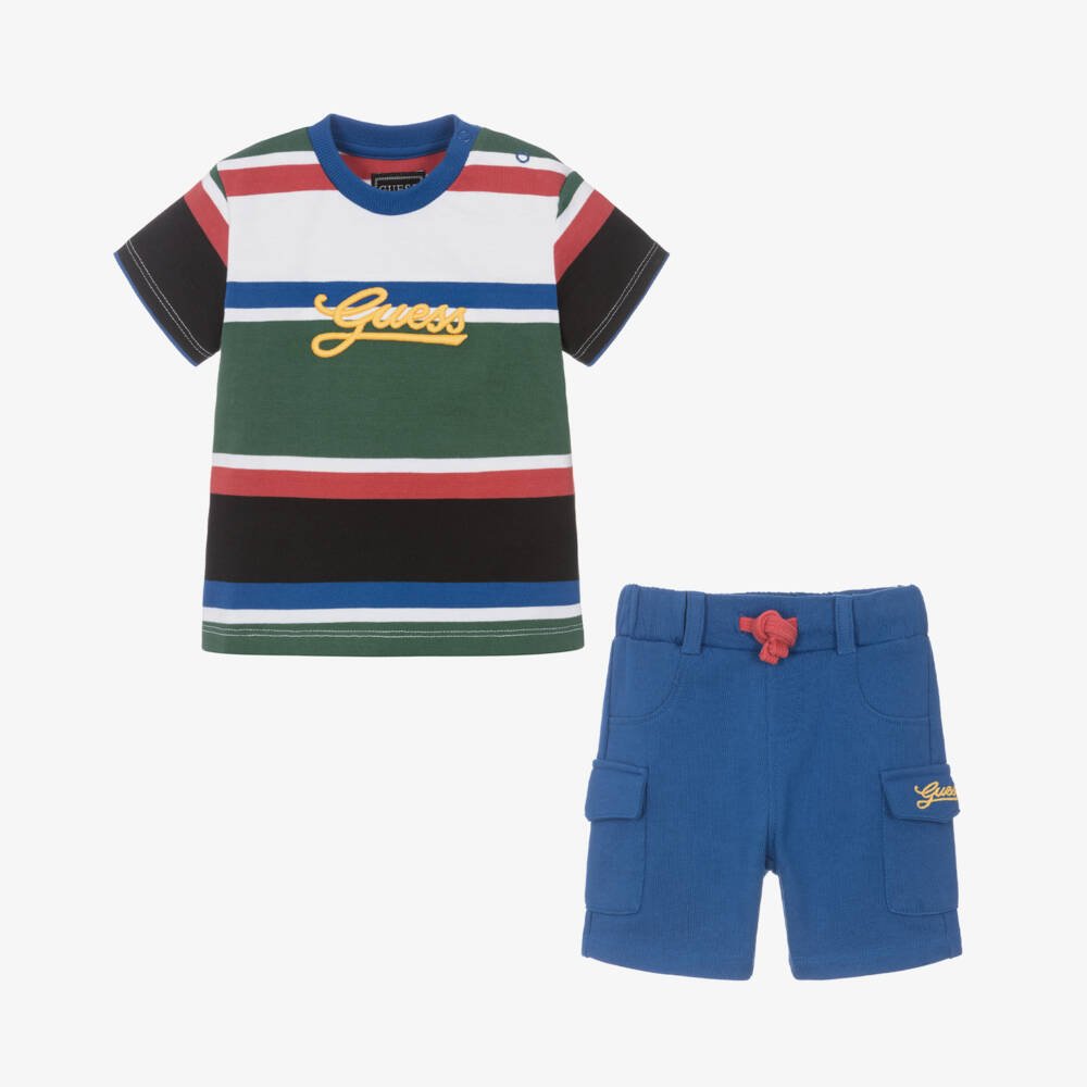 Guess-Baby Boys Striped Cotton Shorts Ensemble | Childrensalon Outlet