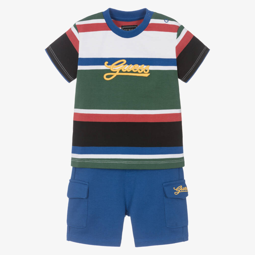 Guess-Baby Boys Striped Cotton Shorts Ensemble | Childrensalon Outlet