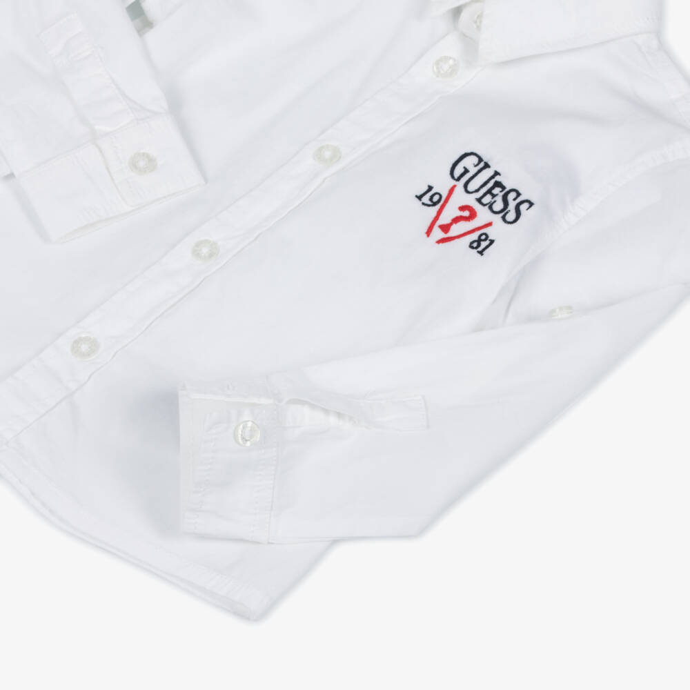 Guess-Baby Boys White & Beige Shirt & Trouser Set | Childrensalon Outlet