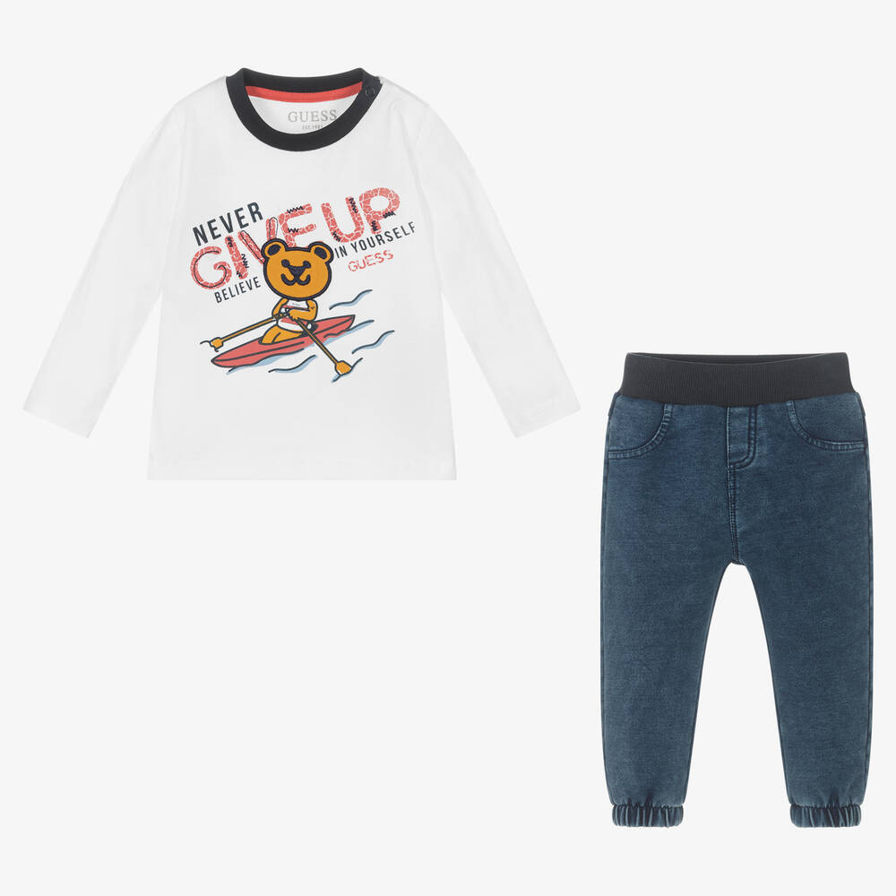Guess Ensemble pantalon bleu et blanc Childrensalon Outlet