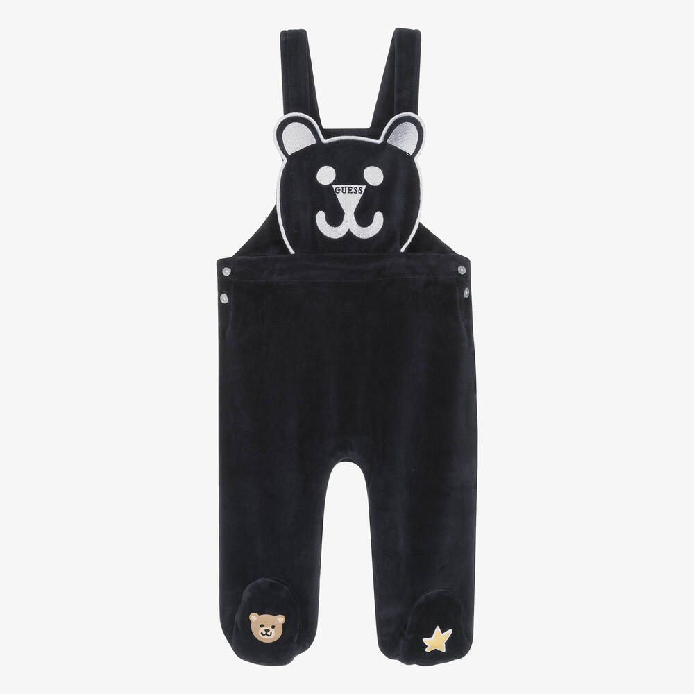 Guess-Baby Boys White & Navy Blue Dungarees Set | Childrensalon Outlet