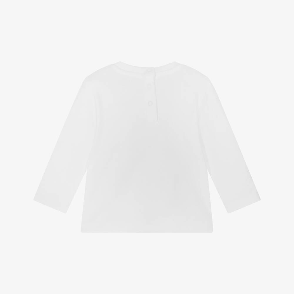 Guess-Baby boys White Organic Cotton Teddy Bear Logo Top | Childrensalon Outlet