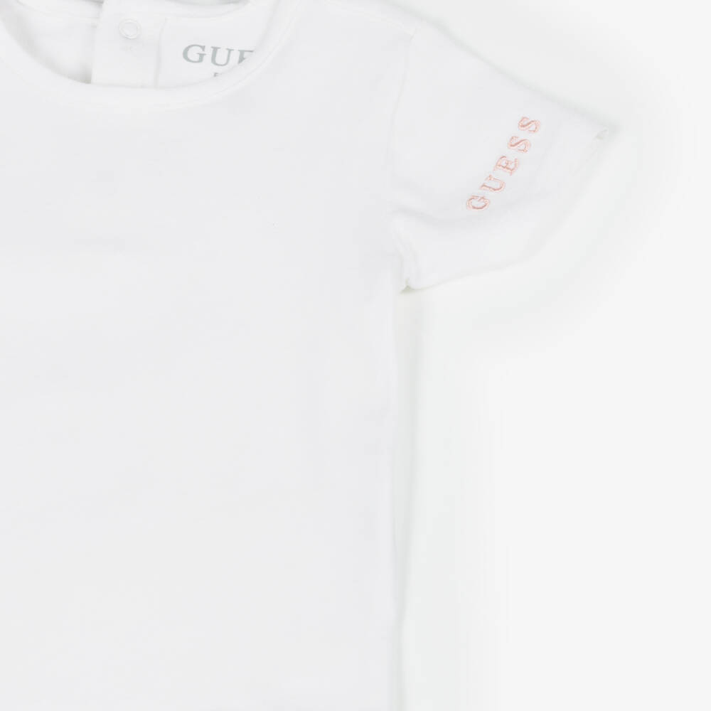 Guess-Baby Girls Blue Chambray Pinafore Dress Set | Childrensalon Outlet