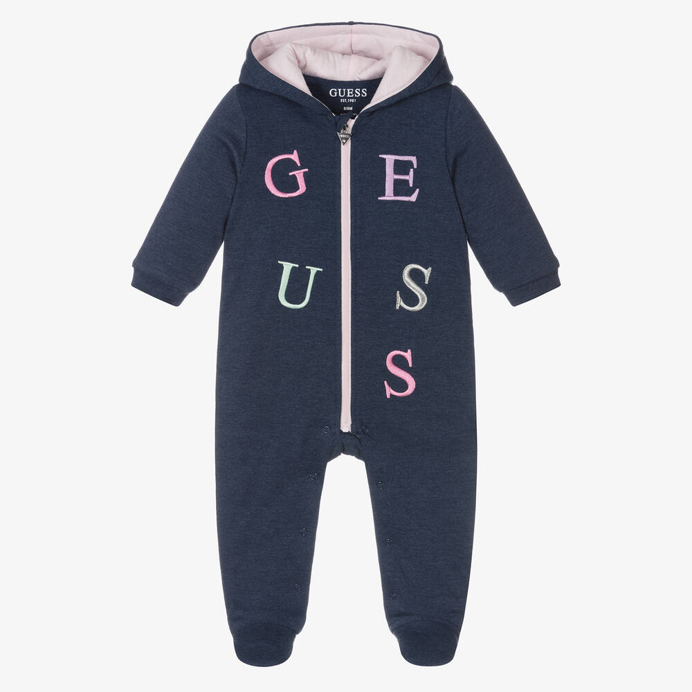 Guess-أفرول شتوي قطن جيرسي لون كحلي للمولودات | Childrensalon Outlet