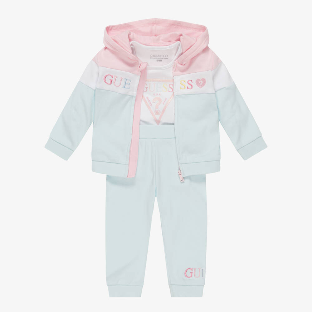 Guess-Мягкий синий и розовый спортивный костюм для девочек | Childrensalon Outlet