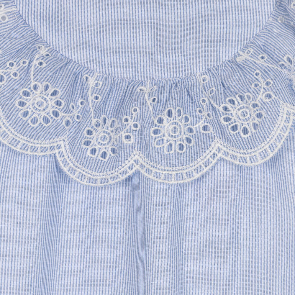 Guess Baby Girls Blue Striped Cotton Dress Childrensalon Outlet