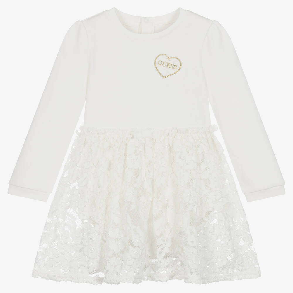 Guess - Baby Girls Ivory Cotton Dress | Childrensalon