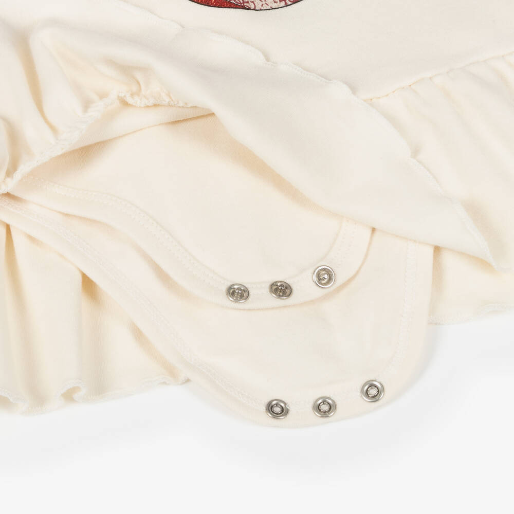 Guess-Baby Girls Ivory Cotton Dress with Sparkly Bag Print | Childrensalon Outlet