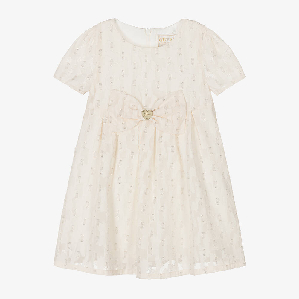 Guess-Baby Girls Ivory Jacquard Chiffon Dress | Childrensalon Outlet