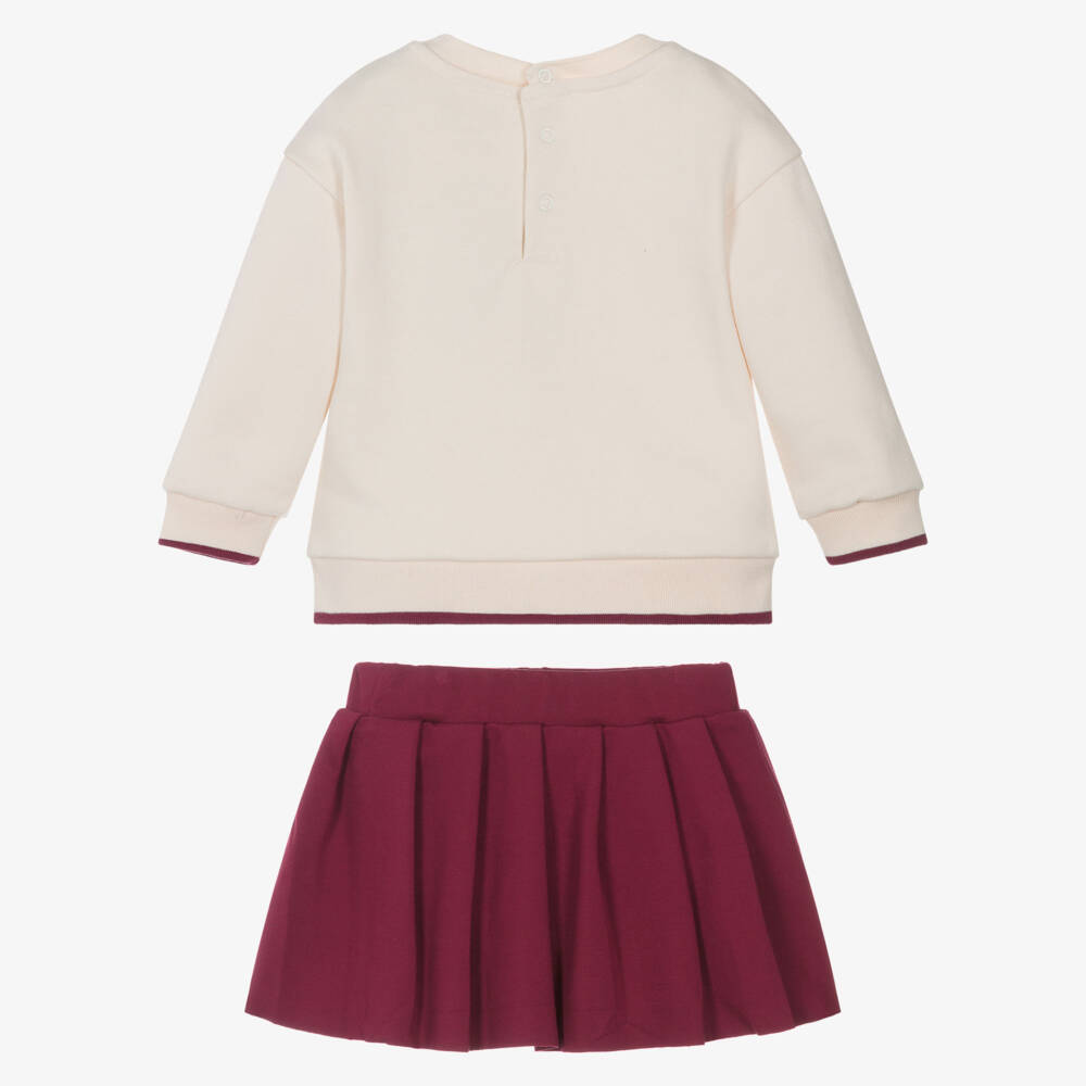 Guess-Baby Girls Ivory & Red Jersey Skirt Set with Bear Print | Childrensalon Outlet