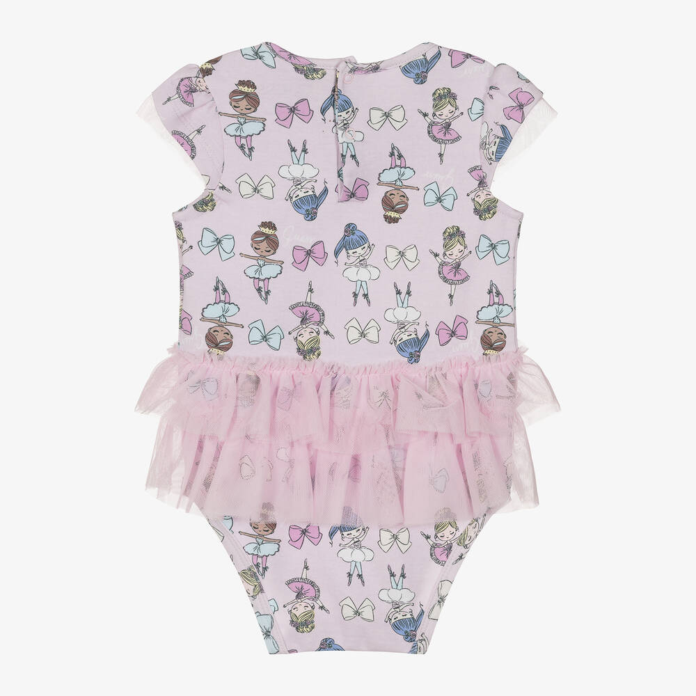 Guess-أوفرول بادي قطن عضوي لون بنفسجي للمولودات | Childrensalon Outlet