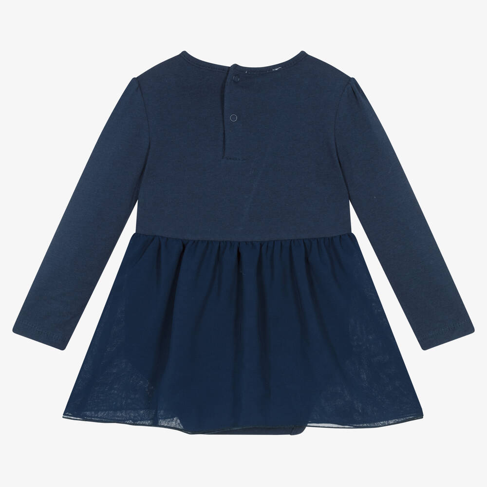 Guess-Baby Girls Navy Blue Cotton Dress | Childrensalon Outlet
