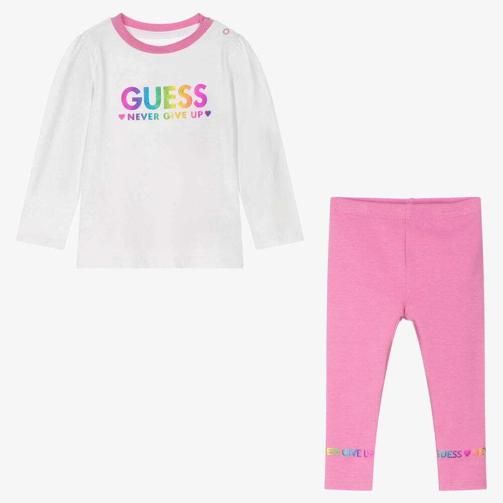 Guess Baby Girls Pink Cotton Leggings Set Childrensalon Outlet
