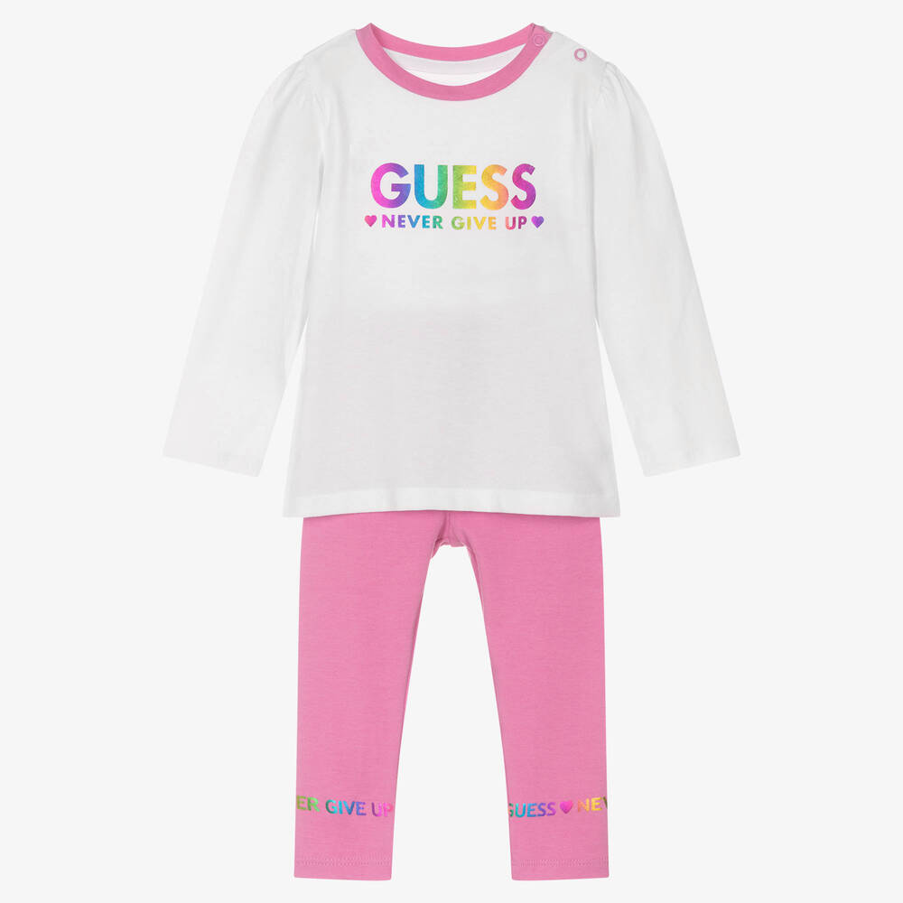Guess - Rosa Baby-Baumwoll-Leggings-Set (M) | Childrensalon