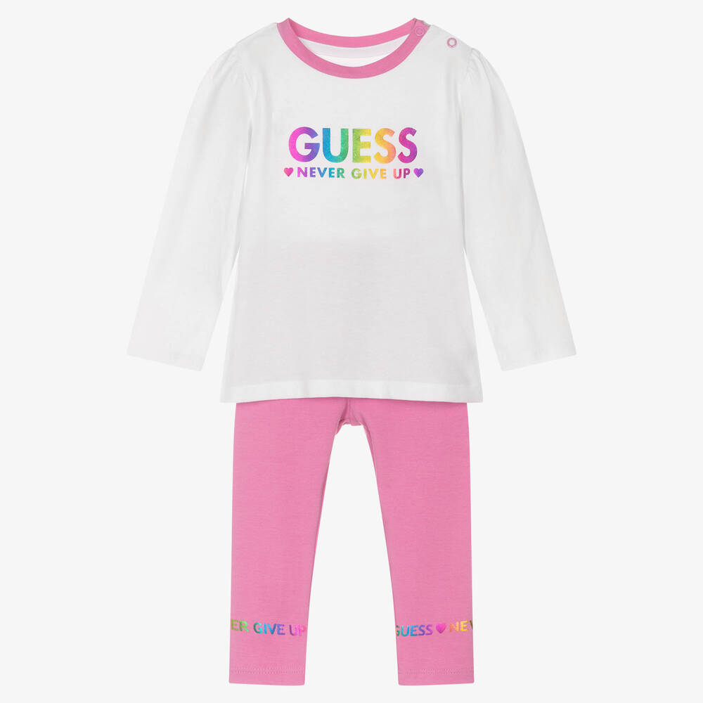 Guess - Топ и розовые легинсы из хлопка | Childrensalon