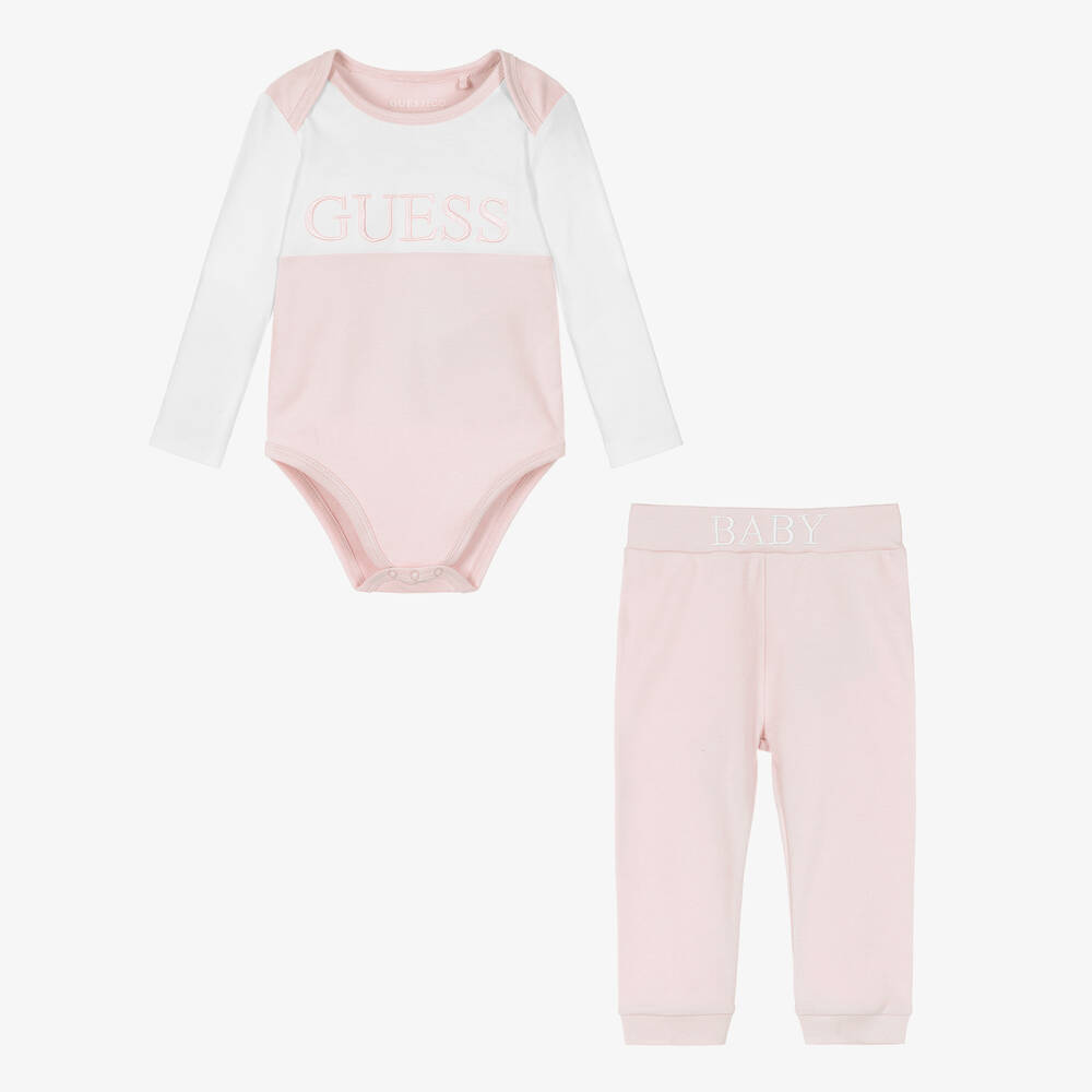 Guess - Rosa Baumwollhosen-Set für Babys | Childrensalon