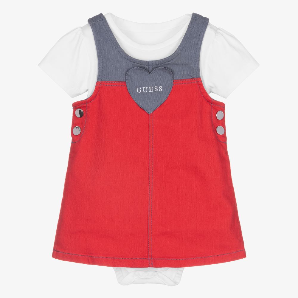 Guess - Rotes Jeanskleid-Set für Babys (M) | Childrensalon