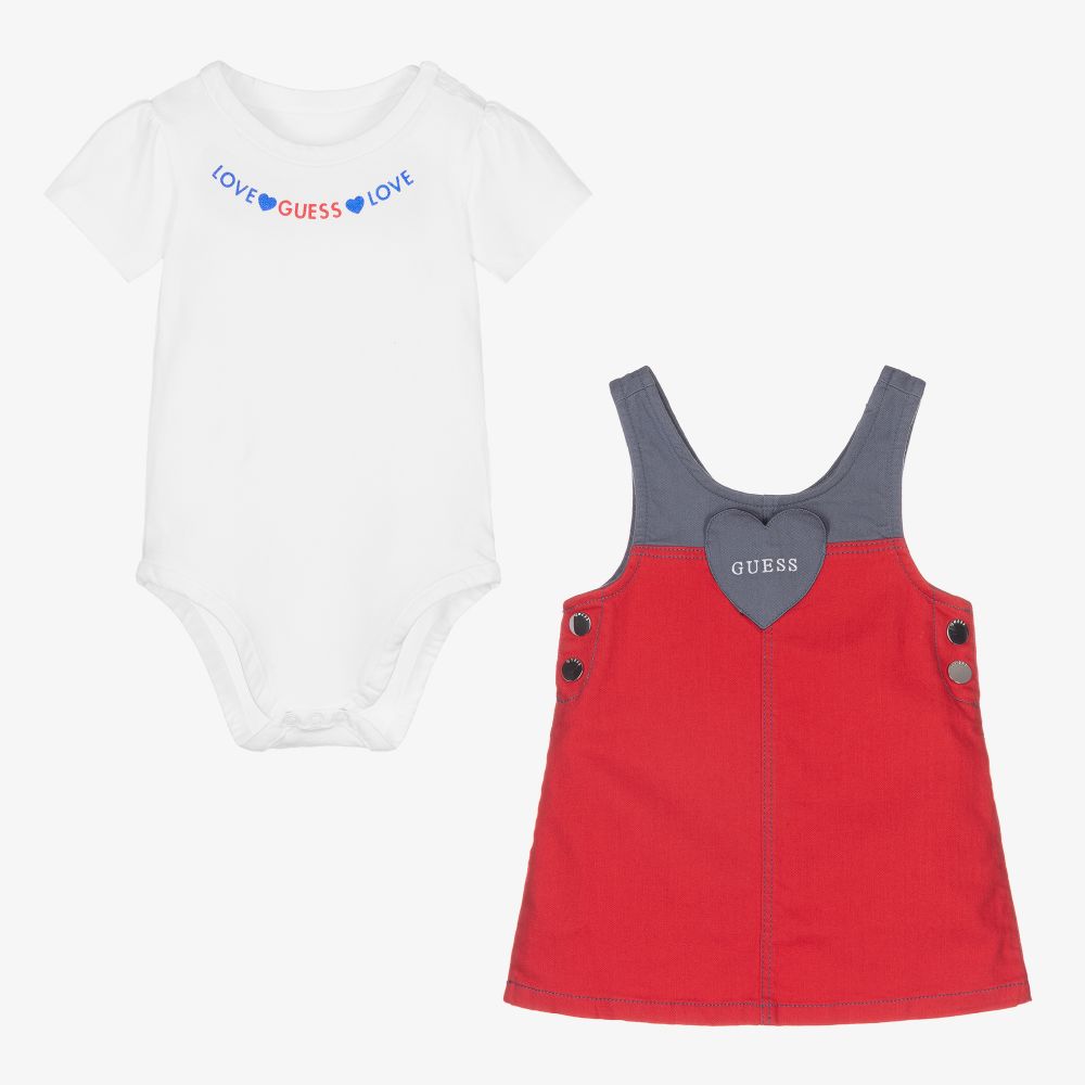 Guess Baby Girls Red Denim Dress Set