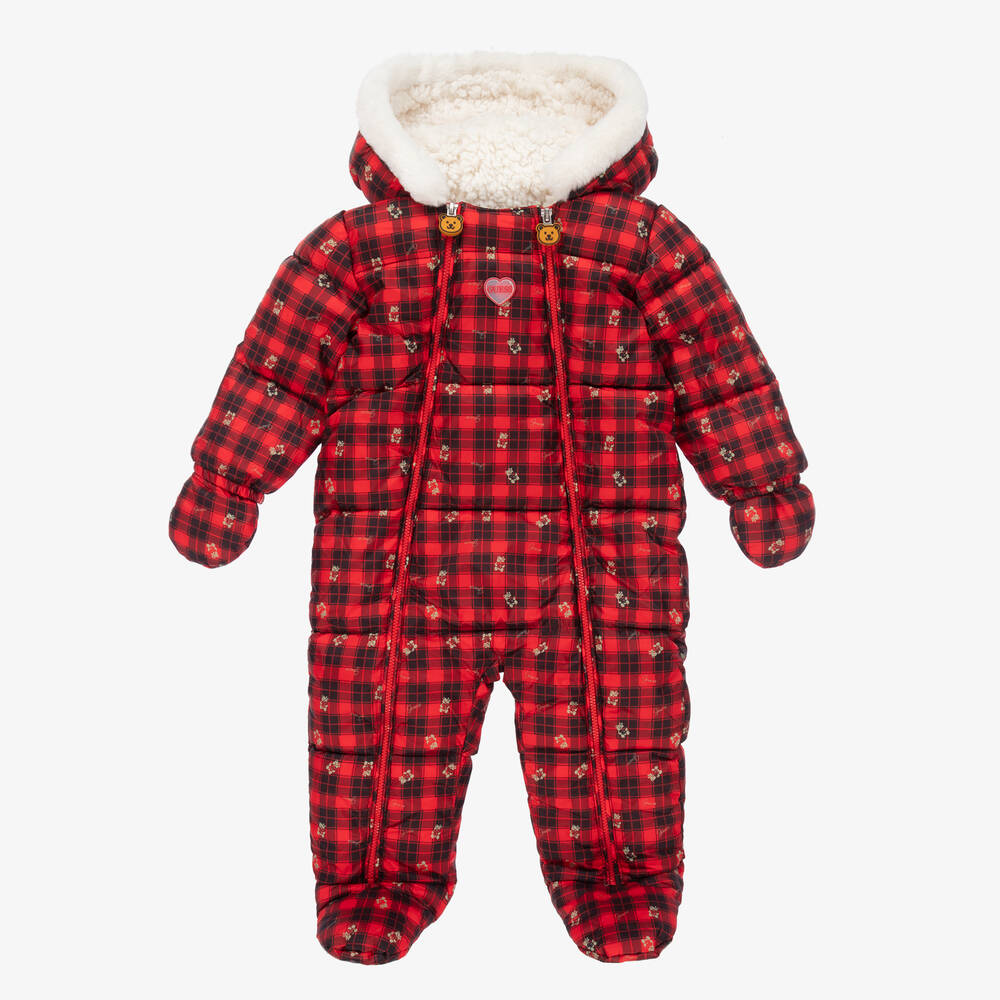 Guess - Roter Schottenkaro-Baby-Overall (M) | Childrensalon