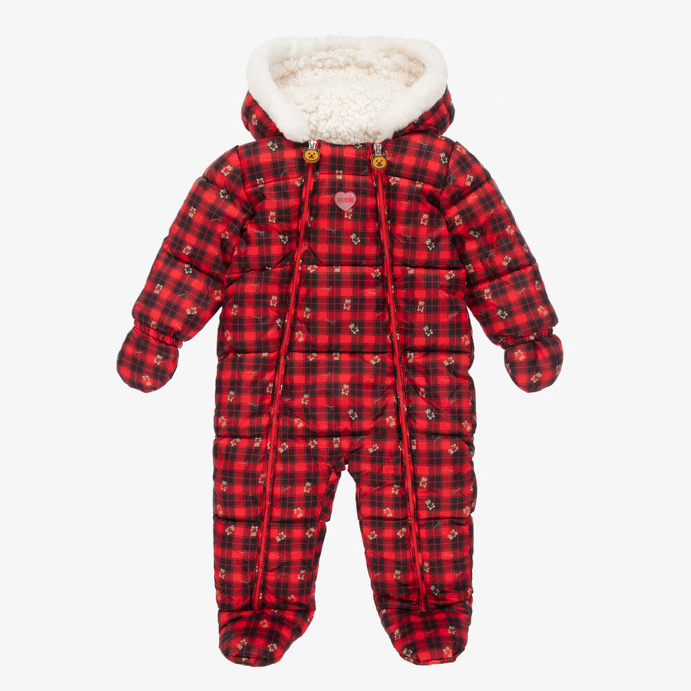 Guess - Baby Girls Red Tartan Pramsuit | Childrensalon