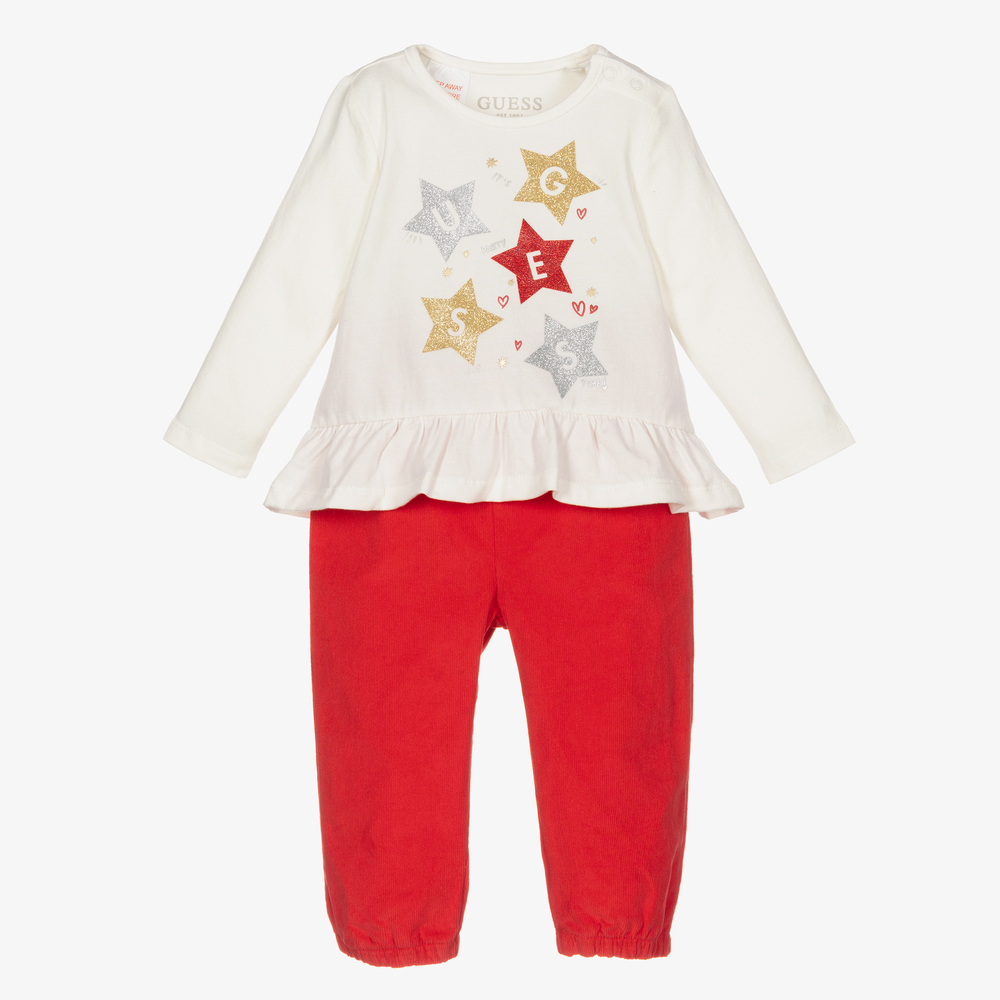 Guess - Baby Girls Red Trouser Set | Childrensalon
