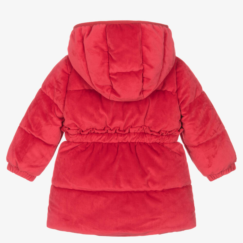 Guess Baby Girls Red Velvet Puffer Coat