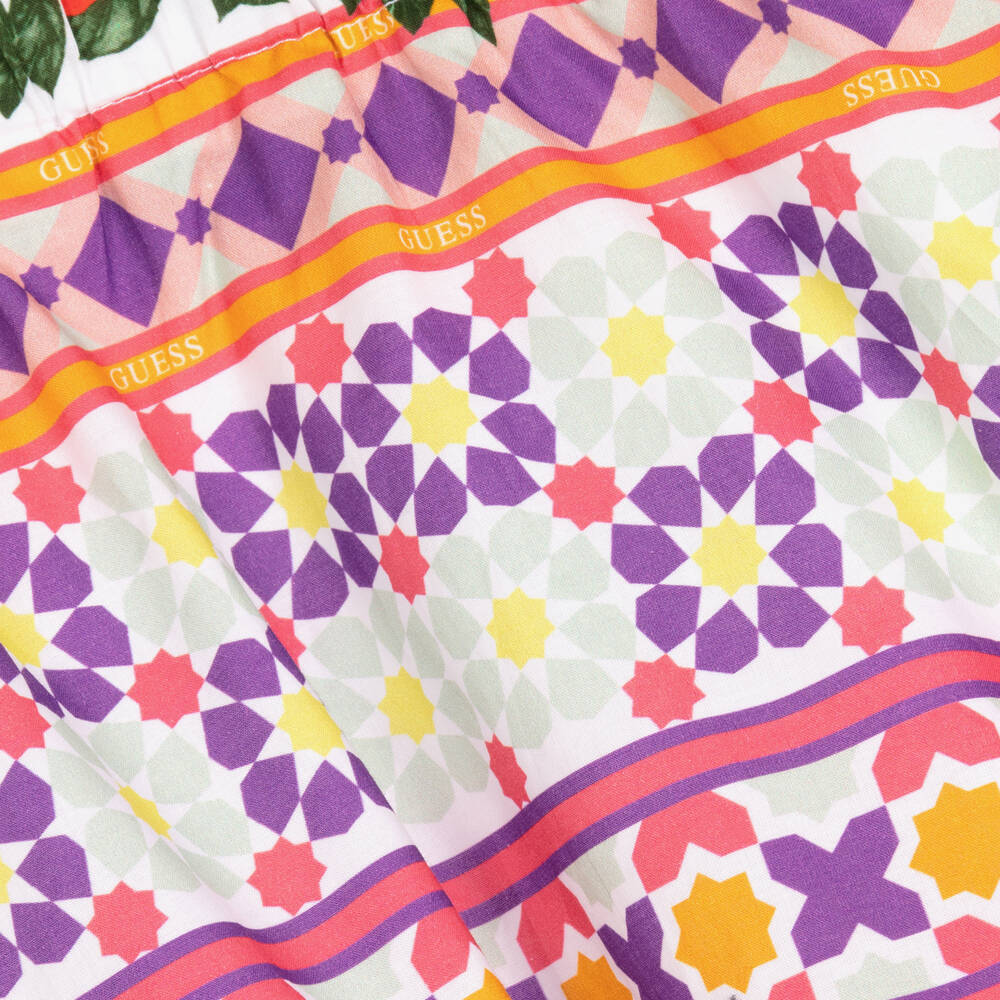 جيس-فستان قطن جيرسي لون أبيض وطبعة ملونة للمولودات | Childrensalon Outlet