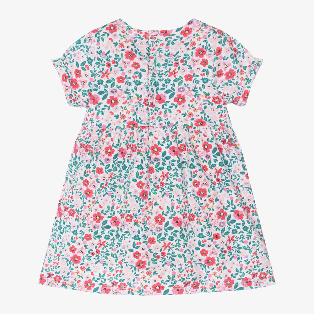 Guess-Baby Girls White Cotton Floral Dress | Childrensalon Outlet