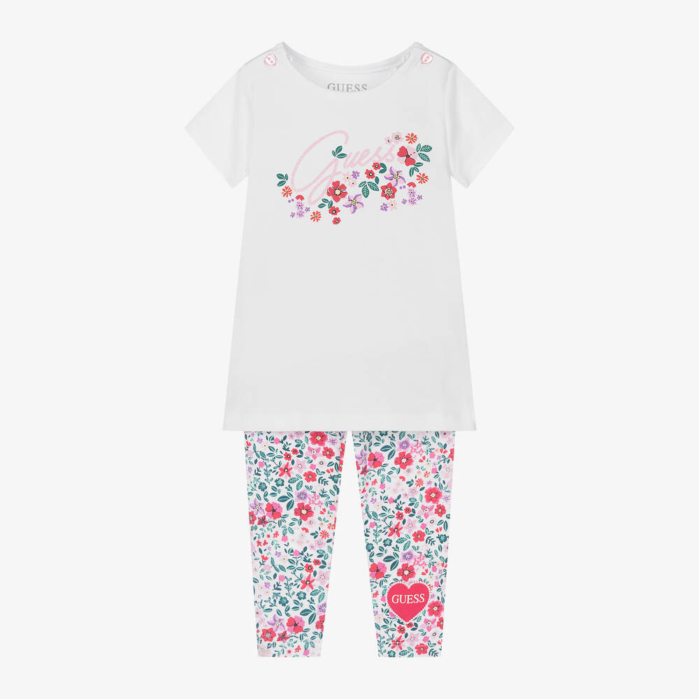 Ensemble legging blanc en coton bebe