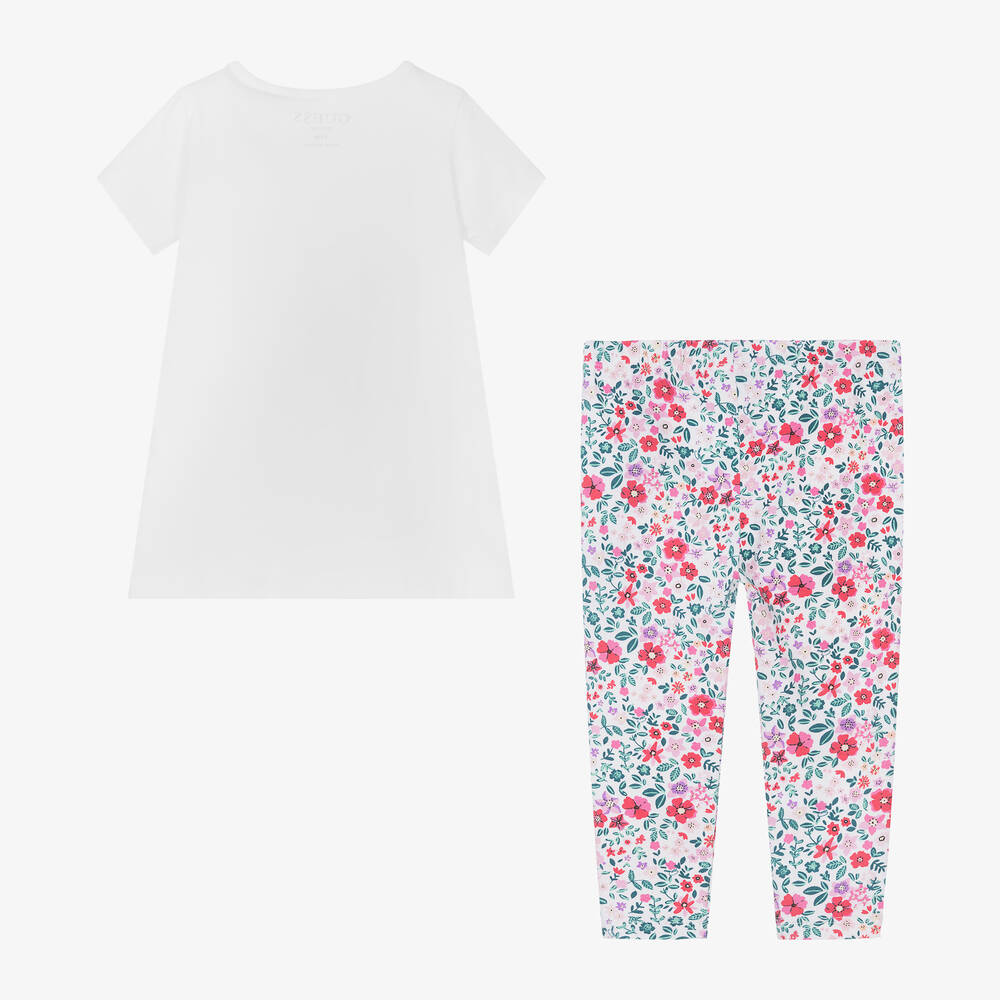 Guess-Baby Girls White Cotton Leggings Set | Childrensalon Outlet