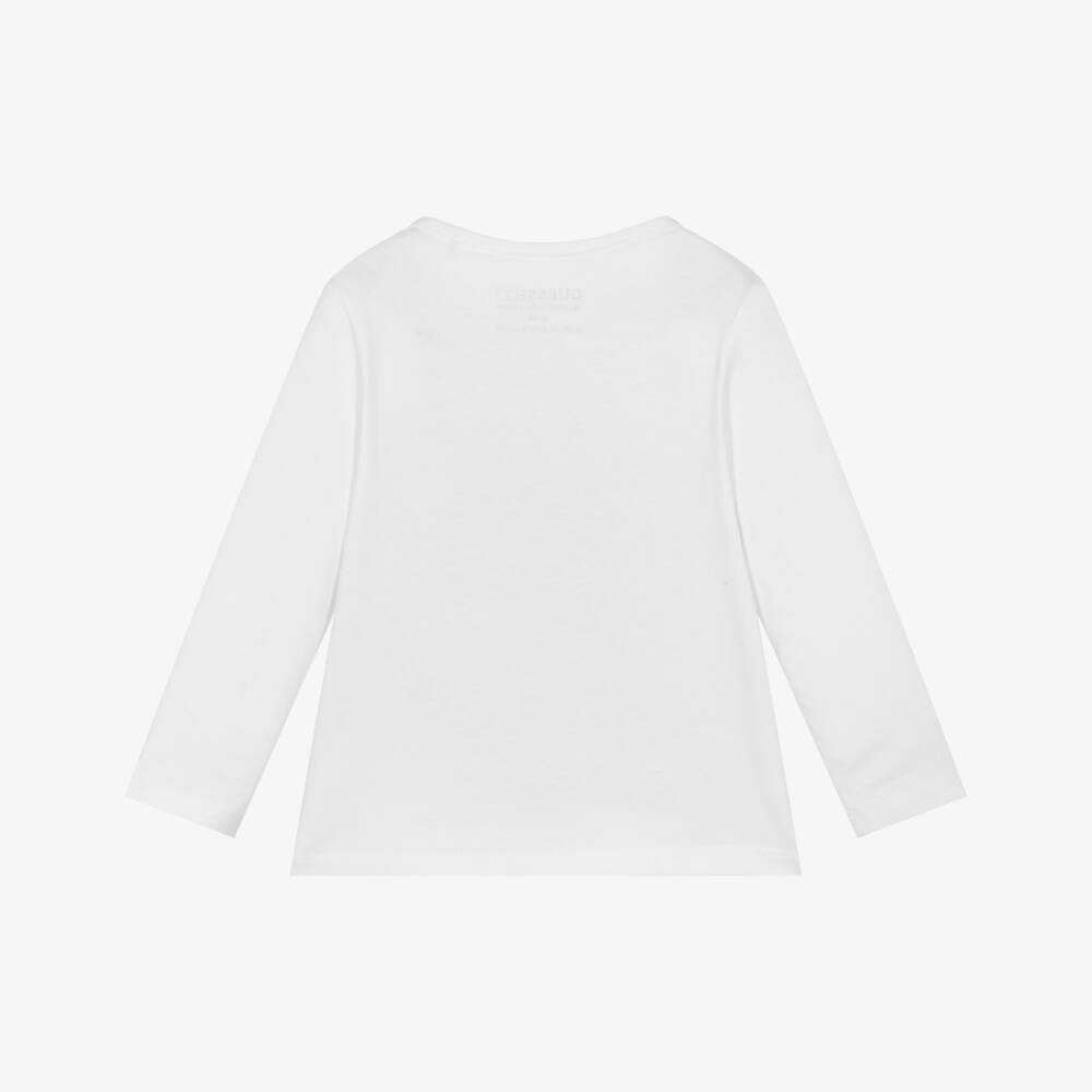 Guess-Baby Girls White Cotton Logo Block Top | Childrensalon Outlet