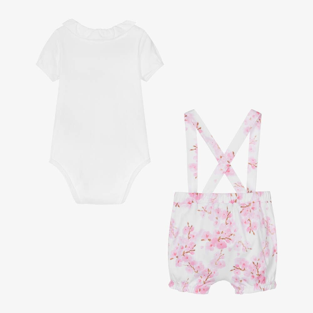 Guess-Baby Girls White & Pink Cotton Shorts Set | Childrensalon Outlet