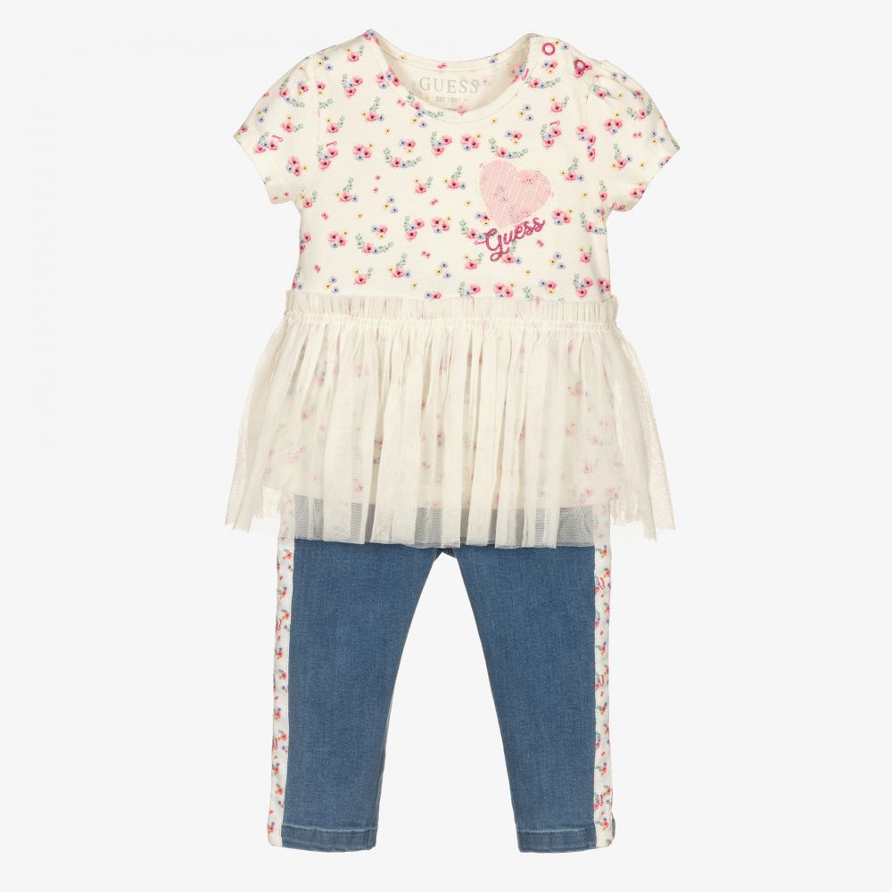 Guess - Baby Ivory & Blue Trousers Set | Childrensalon