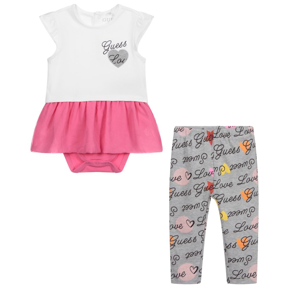 Guess-Baby White & Pink Leggings Set | Childrensalon Outlet