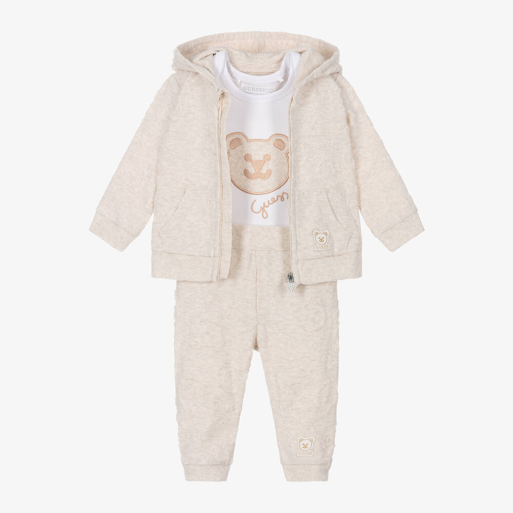 Ensemble survetement coton beige bebe