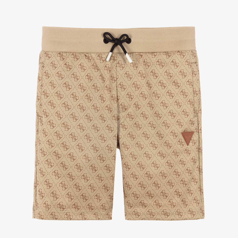 Guess-Beige Logo Shorts | Childrensalon Outlet